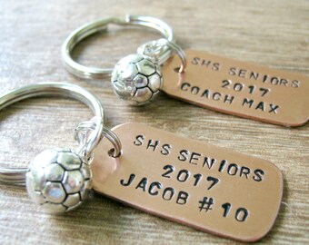 Personalized SOCCER Player Keychains, Soccer keychains, Sports keychains, athletic banquet gifts, graduating seniors, Soccer team gifts