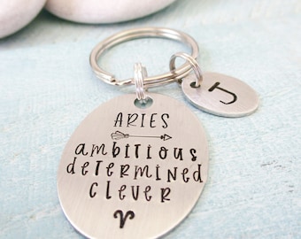 Personalized Aries Key chain, Aries symbol keychain, Aries Gift, Aries Traits, Ram, Personalized Zodiac Key chain, optional initial disc