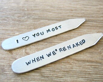 Personalized Collar Stays, I Love You Most When We're Naked, boyfriend gift, gifts for him, gay men's gift, gay couple, lgbt boyfriend