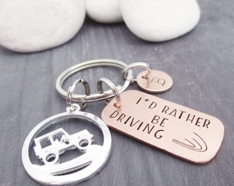 Personalized I'd Rather Be Driving Keychain, initial disc, sweet sixteen gift, off roading gift, new driver gift, suv, car charm