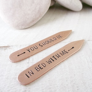 Sexy Collar Stays, You Should Be In Bed With Me, mens accessories, gifts for him, gay men's gift, gay couple, lgbt boyfriend gift, sexy gift COPPER