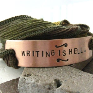 Writer's Bracelet, Writing is Hell, Writer Gift, Author gift, Novelist gift, gifts for writer, gift for authors, writing gift, writing quote