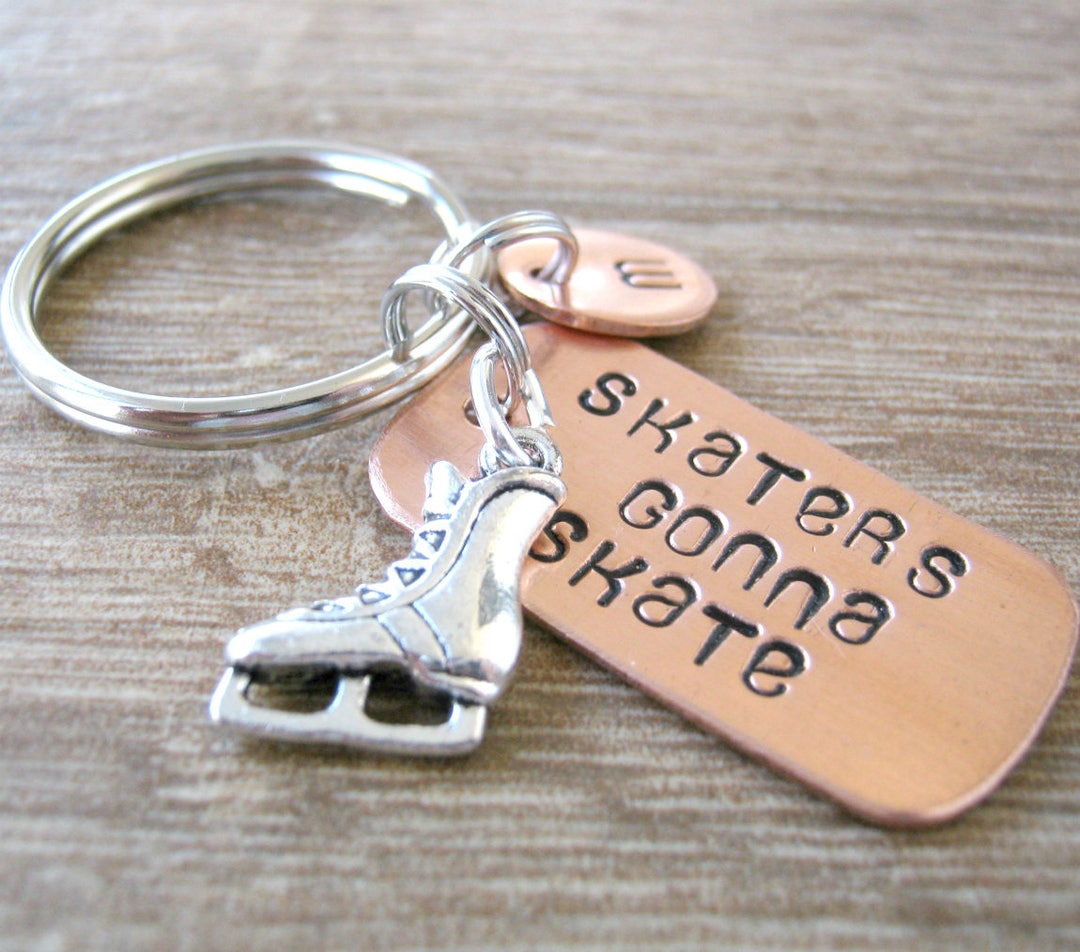 Skaters Gonna Skate, Personalized Ice Skating Keychain, Figure Skating