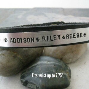 Personalized Fathers Bracelet, Leather Cuff Bracelet, Daddy's bracelet, Gift for Dad, Father's Day Gift, Dad's bracelet, custom dad bracelet