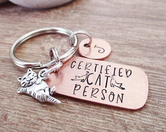 Personalized Cat Keychain, Certified Cat Person, kitten charm, Cat lover's gift, Cat gifts, I love cats, Cat lady Gift, Kitten keychain