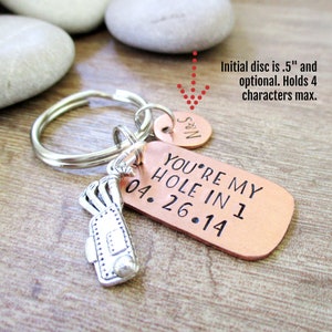 Golfer Keychain, Golfer Anniversary Keychain, You're My Hole in One, Anniversary date keychain, Boyfriend gift, golf keychain, golf gift image 2