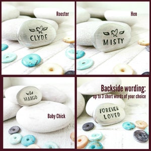 Personalized Rooster Memorial, Chicken Memorial, Hen Memorial, Baby Chick Memorial, pocket stone, choose animal & backside wording