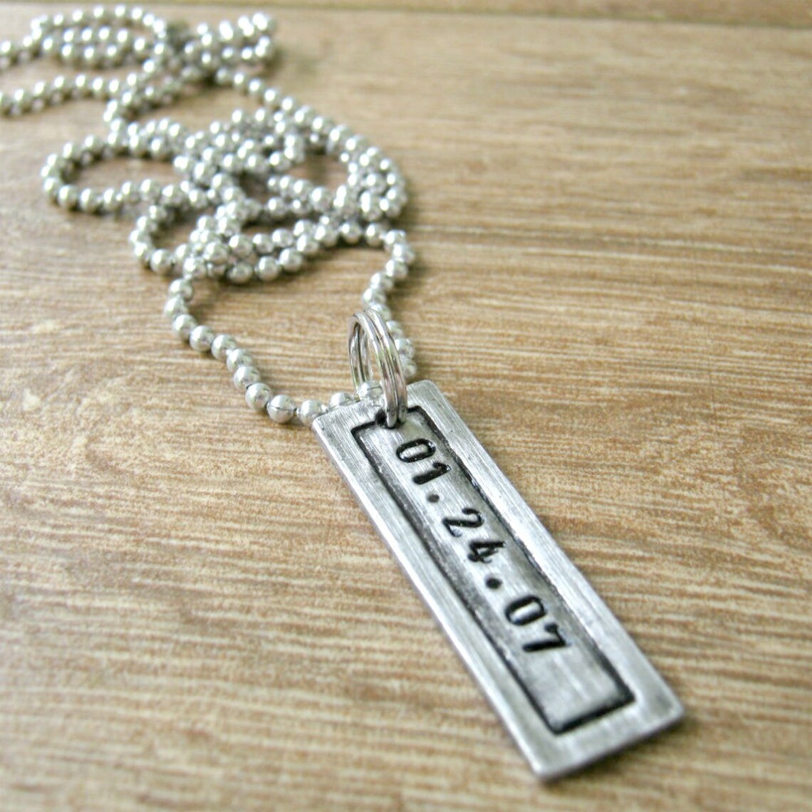 Men's Date Necklace Men's Bar Necklace Husband Etsy
