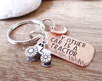 Tractor Keychain, My Other Car is a Tractor, Farmer Keychain, Farmer gift, Tractor Lover gift, Father's Day gift, Grandpa gift, farm humor