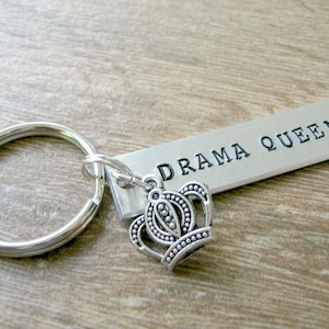 Drama Queen Keychain, crown charm, Theater geek gift, Drama gift, Actor's gift, Actress gift, Drama keychain, triggered keychain
