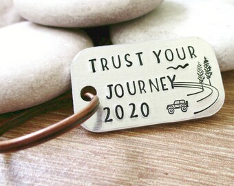 Graduation Gift, Trust Your Journey Keychain, Class of 2024, Embrace Your Journey, Saying Goodbye, off to college, initial disc option