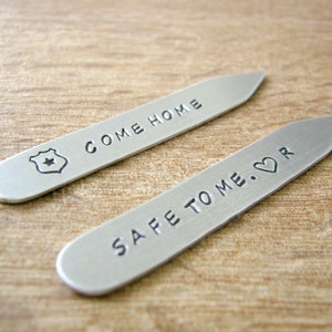 Come Home Safe to Me Collar Stays, Policeman Collar Stays, Police Offiver Collar Stays, Cop gift, Police Officer Husband, Cop boyfriend image 1