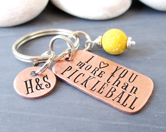 Personalized Pickleball Couples keychain, I Love You More Than Pickleball, Valentine's Day gift, anniversary gift, Galentine's Day gift