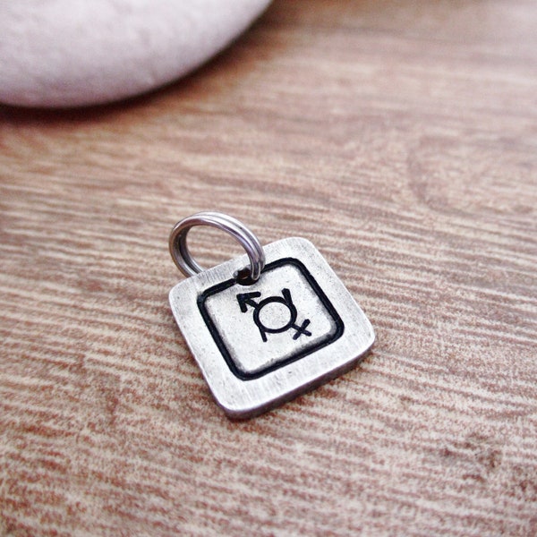 Gender Fluid Symbol Pendant, half inch pewter square, Gender Fluid Symbol Charm, Gender fluidity, lgbtq, lgbtqia, inclusive, they them