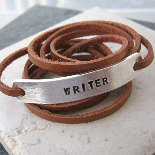 WRITER'S bracelet, Leather Wrap Bracelet, author gift, writer gift, author gift, poet gift, novelist gift, writing bracelet