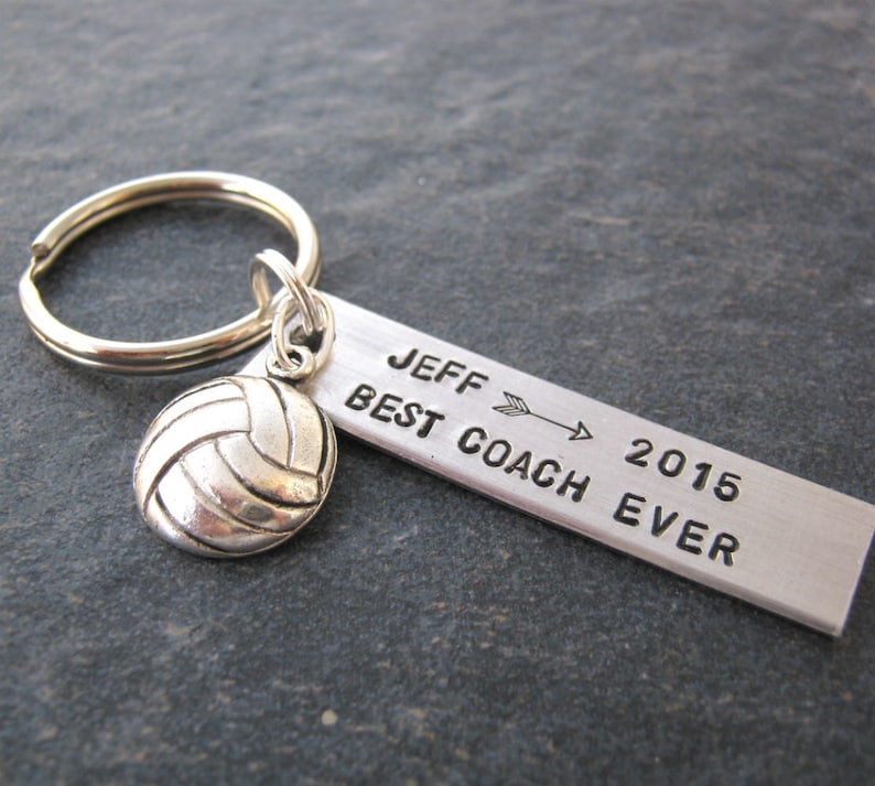 Personalized Coach Keychain Best Coach Ever Volleyball Charm Etsy