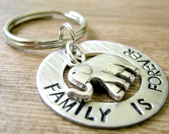 Elephant Keychain, Family is Forever, Family is Everything, Family keychain, Alkeme washer, optional initial disc, see all pics