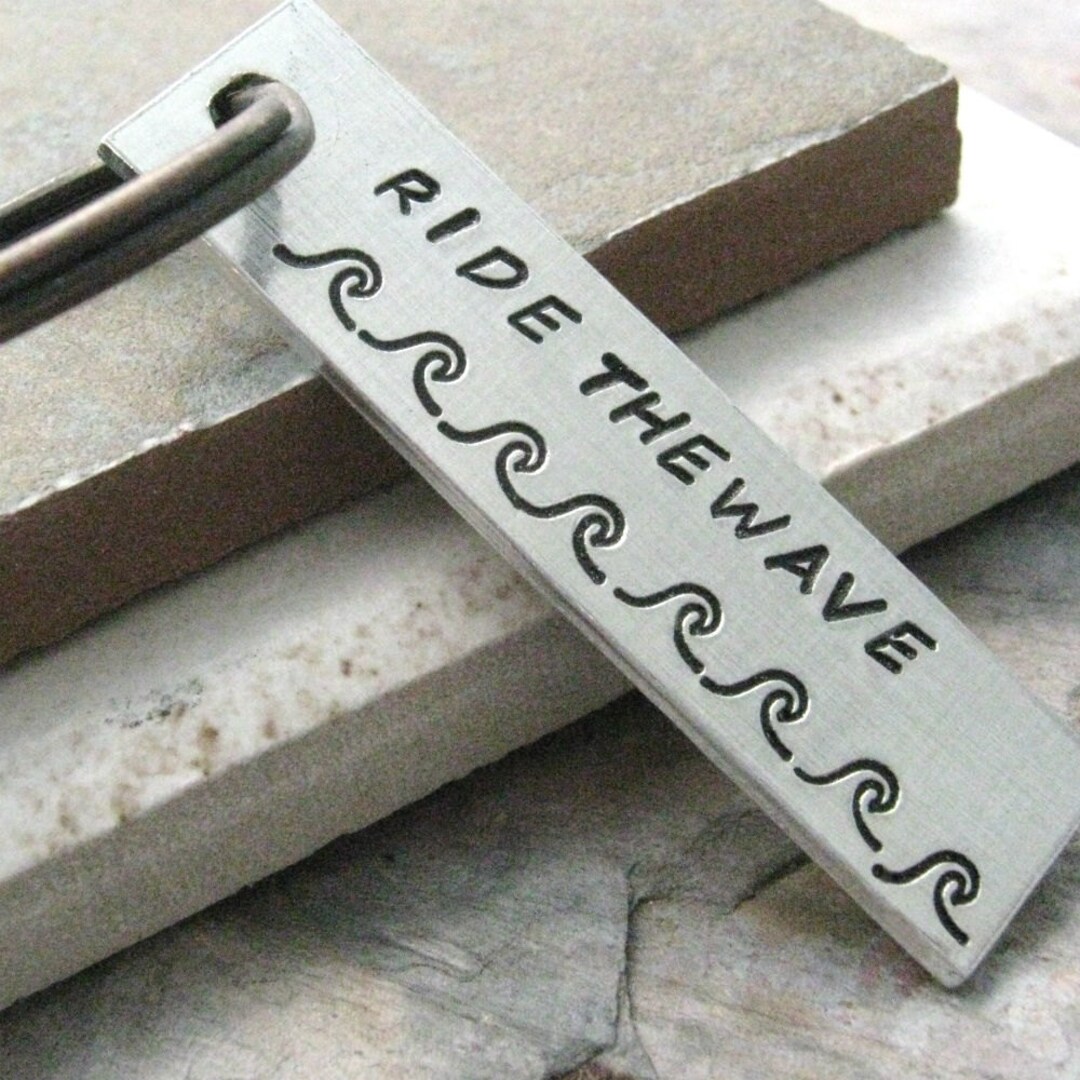 Ride the Wave Keychain Hand Stamped Nautical Keychain - Etsy