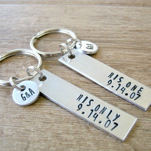 His One His Only Keychains Set of 2, Gay Couple Keychains, His and His, Boyfriend Gift, Anniversary date, initial disc, LGBT Valentines Day