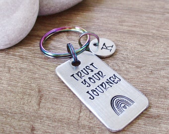 Trust Your Journey Keychain, Rainbow Keychain, Personalized LGBTQ keychain, MTF gift, FTM gift, Coming Out gift, self acceptance, queer