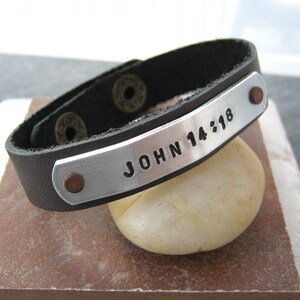 Personalized Bible Verse Leather Cuff Bracelet, Bible Verse Bracelet, choose your own verse or wording, read listng for specs