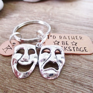 Personalized Drama Keychain, I&#39;d Rather Be Backstage, rather be on stage, Stage Actor gift, acting, actor keychain, Drama gift, theater geek