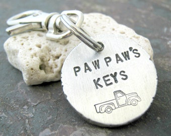 Father's Day Gift, PawPaw's Keys, Grandpa's keychain, Daddy's Truck keys, gifts for Grandpa, Grandfather gift, double sided pewter coin