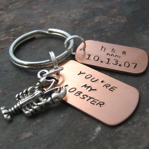 Personalized You&#39;re My Lobster Keychain with lobster charm, couples keychain, anniversary gift, valentine gift, significant other