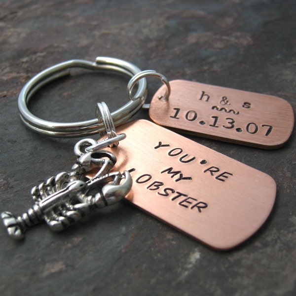 Personalized You're My Lobster Keychain with lobster charm, couples keychain, anniversary gift, valentine gift, significant other