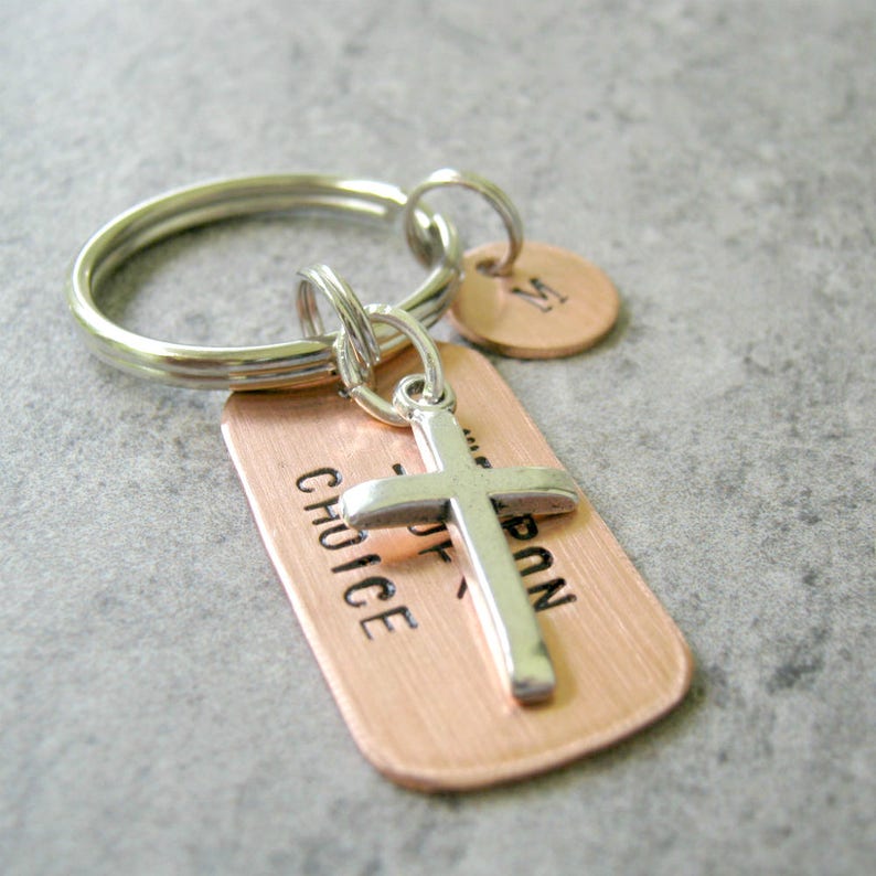 CROSS Keychain, Faith keychain, Weapon of Choice, Christianity keychain, God keychain, Religious keychain, baptism gift, communion gift image 1