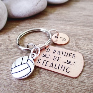 Personalized WATER POLO Keychain, I&#39;d Rather be Stealing, water polo player gift, water polo coach gift, initial disc, water polo team gifts