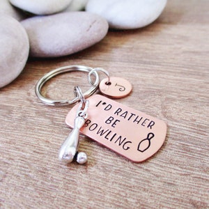 Personalized Bowler gift, I&#39;d Rather Be Bowling keychain, initial disc option, gift for bowler, bowling league gifts, custom bowling gifts