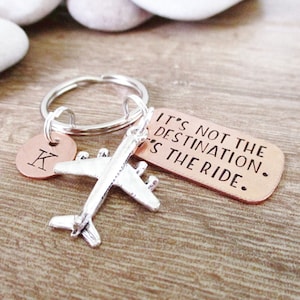 Airplane Keychain, It&#39;s not the destination, its the ride, Aviator gift, Aviator keychain, pilot gift, pilot keychain, optional disc
