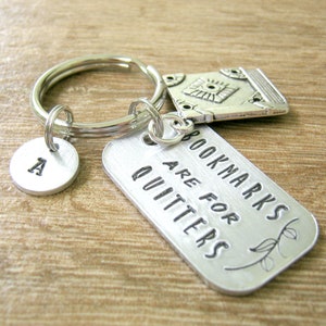 Personalized Book Lover Keychain, Avid Reader gift, Bookmarks are for Quitters Keychain, librarian gift, I love to read, Reading keychain image 1