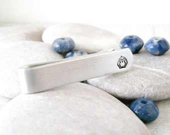 Penguin Tie Bar, Penguin Tie Clip for skinny tie, I Found My Penguin, boyfriend gift, personalize the back with 8 characters max