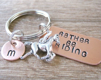 Horse Keychain, Horse Riding Keychain, Horse Rather be Riding keychain,  horse humor, horse lover's gift, equestrian, initial disc option