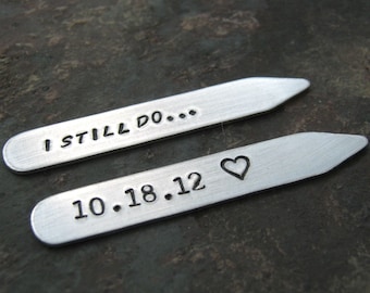 I Still Do Collar Stays, Anniversary collar stays, Wedding date collar stays, grooms gift, mens accessories, gifts for him, Anniversary gift