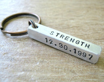 Strength Courage Wisdom, sobriety keychain, sober date, sober birthday, male sobriety, recovery keychain, AA, NA, addiction, bar keychain