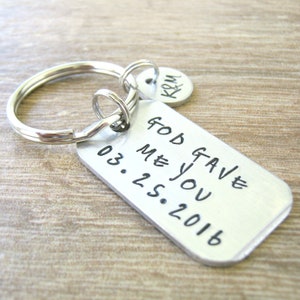 God Gave Me You Keychain, Men's Anniversary gift, add aninversary date, optional initial disc, wedding gift, boyfriend gift, groom gift