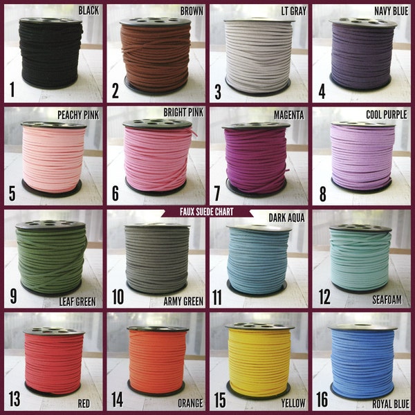 Faux Suede Extra for wrap bracelets - 3 feet, aka 36 inches aka 91 cm, choose your color, cruelty free, vegan