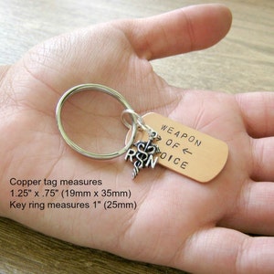 Measuring Tape Keychain, Weapon of Choice, diy, seamstress gift, crafting gift, crafter gift, optional initial disc, etsy seller gift image 3