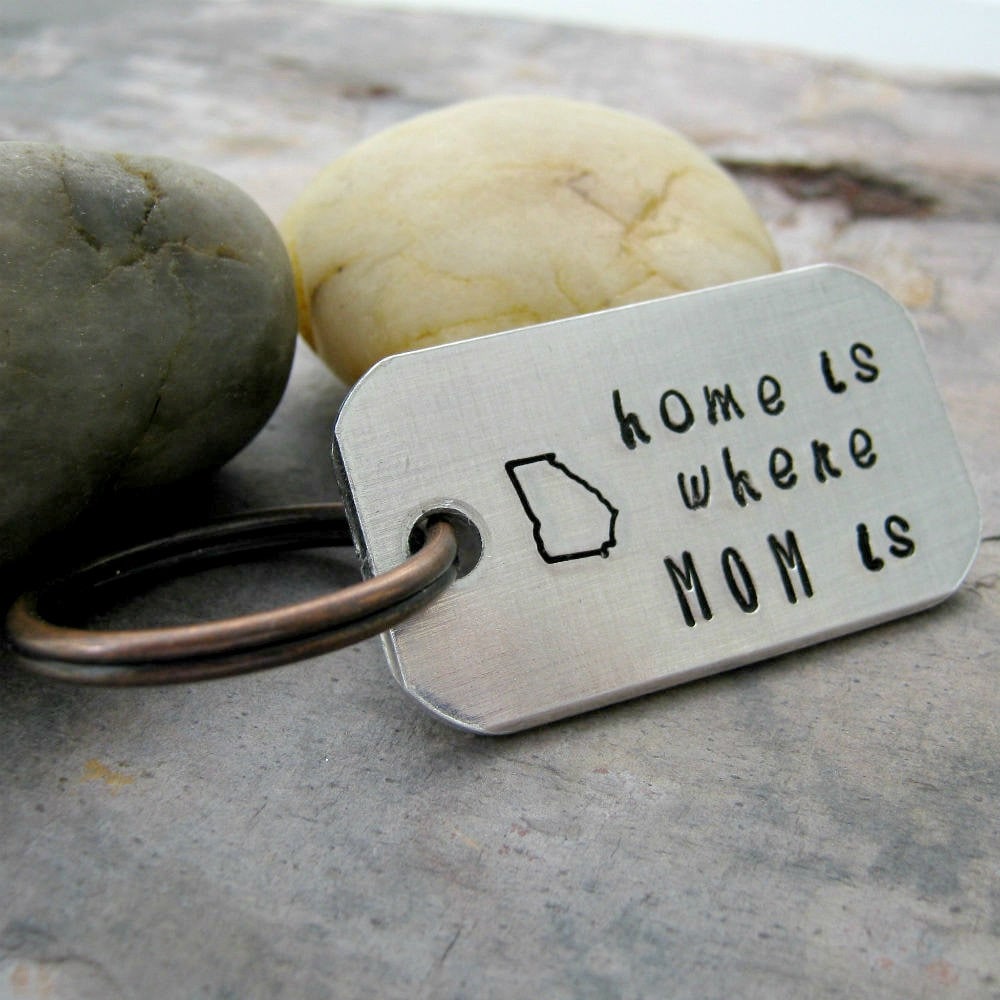 Home Is Where Mom Is Keychain, Choice Of State Stamp, Mother's Day Gift, Gifts For Mom, Keychain