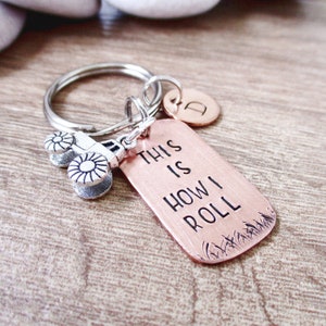 Tractor Keychain, This is How I Roll, Farmer gift, Tractor gift, Tractor Humor, optional initial disc, tractor charm included