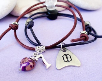 BTS Army leather bracelets, purple heart with seven charm or BTS Army logo arrowhead, adjustable, one size fits all, choose 1 or get both