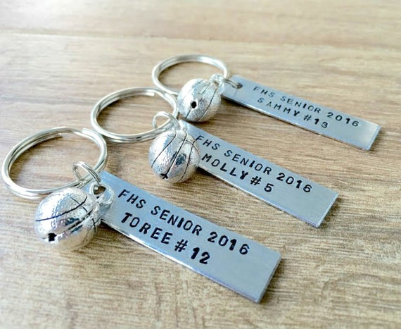 Personalized BASKETBALL Keychains, Bulk Options, Senior Gifts