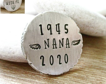 Nana Memorial Coin, Memaw remembrance, Grandma memorial, Nanny memorial, years lived, double sided wording, angel coin, grandnanny memorial