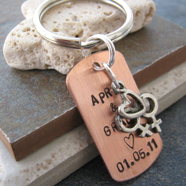 Personalized Lesbian Keychain, Lesbian couple, LGBT keychain, lesbian wedding gift, gay wedding, , commitment ceremony gift