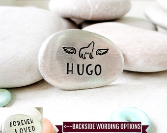 Personalized Husky Memorial Stone, wolf memorial stone, howling dog, pocket stone, large dog memorial, backside wording, sympathy gift