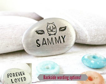Personalized Hamster memorial stone, Pet Gerbil with angel wings pocket rock, Hamster sympathy gift, hamster owner gift, hamster keepsake