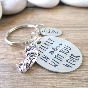 Otter Keychain, Otterly in Love with You forever, otter charm, optional initial disc, Valentine&#39;s Day Gift, Couples Keychain, Otter gifts